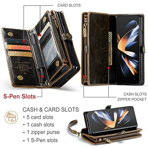 Compatible with Samsung Galaxy Z Fold 5 Case with S Pen Holder, PU