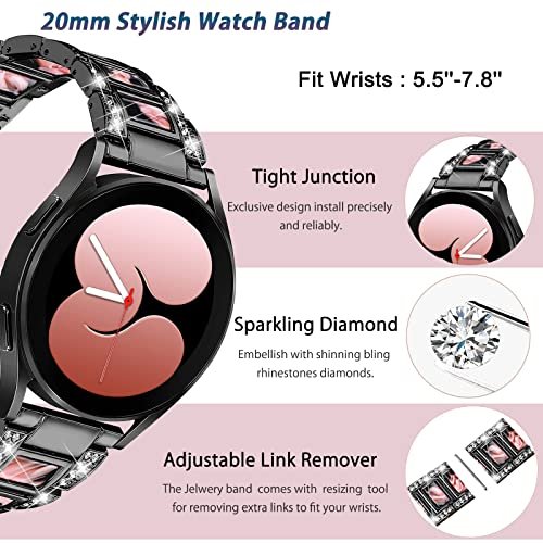 Shownaby Designer Compatible with Samsung Galaxy Watch 5 Pro 45mm/ Watch 5 40mm 44mm/ 4 Band 40mm 44mm, Galaxy Watch 4 Classic Band 42mm 46mm, 20mm Luxury