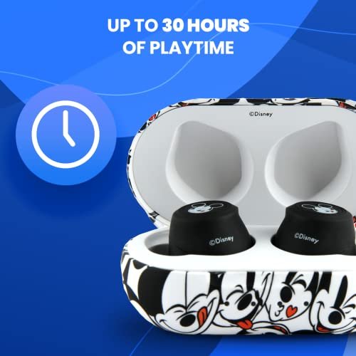 Disney Mickey Mouse Bluetooth Earbuds with Charging Case- Bluetooth Wireless Headset with Built-In Mic and 30 Hours of Playtime- Disneyland