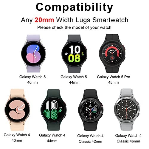 MOFREE Compatible for Samsung Galaxy Watch 4 40mm 44mm Bands/Galaxy Watch  5/Active 2 40mm 44mm/Watch 4 Classic 42mm 46mm Band Women, 20mm Handmade