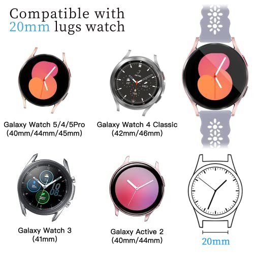 Silicone 20mm Watch Band For Samsung Galaxy Watch 5 Pro 45mm