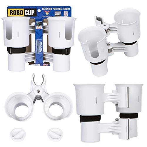 ROBOCUP, White, Updated Version, Best Cup Holder for Drinks, Fishing Rod/ Pole, Boat, Beach Chair, Golf Cart, Wheelchair, Walker, Drum Sticks,  Microph - Imported Products from USA - iBhejo