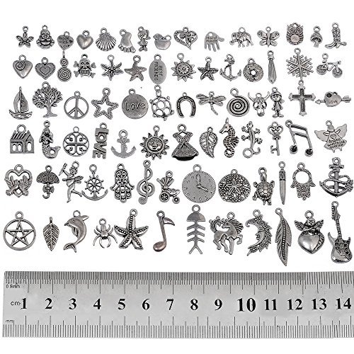 RUBYCA 80Pcs Assorted Mixed Silver Charms Pendants for Bracelets Jewelry  Making Crafting Supplies, Tibetan Silver Color Charms, Just Like the  Picture - Imported Products from USA - iBhejo