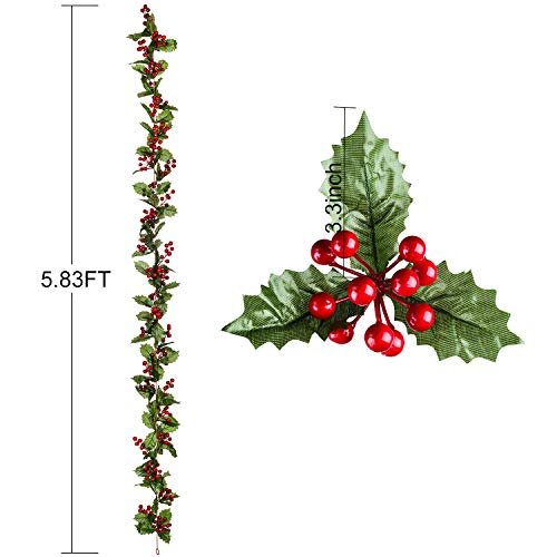 DearHouse 6FT Red Berry Garland, Flexible Artificial Red and Burgundy Berry  Garland for Indoor Outdoor Hone Fireplace Decoration for Winter Christmas