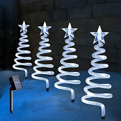 set of 4 solar spiral tree stakes