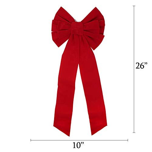 JOYIN 8 Pack Christmas Red Velvet Bows, 26&quot; Long by 10&quot; Wide Decorative