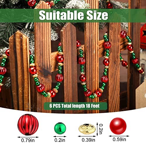 Christmas Tree Bead Garland, Twisted Beads Christmas Tree Pearl Garland  Xmas Tree Bead for Christmas Party Tree Fireplace Wreath Ornaments (18 Feet)