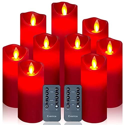 red battery candles with timer