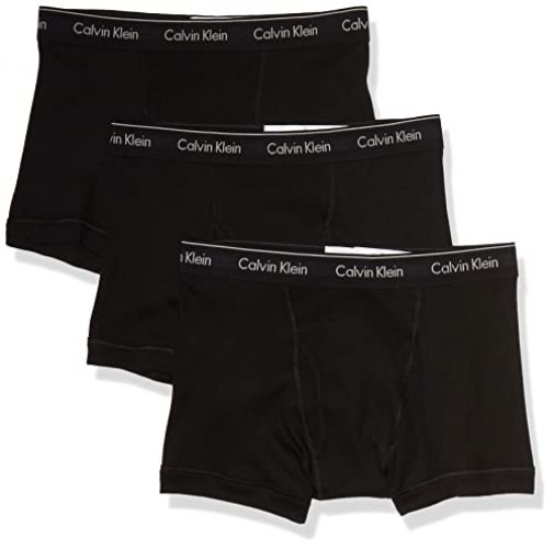 Calvin Klein Men'S Cotton Classics 3-Pack Trunk, 3 Black, M