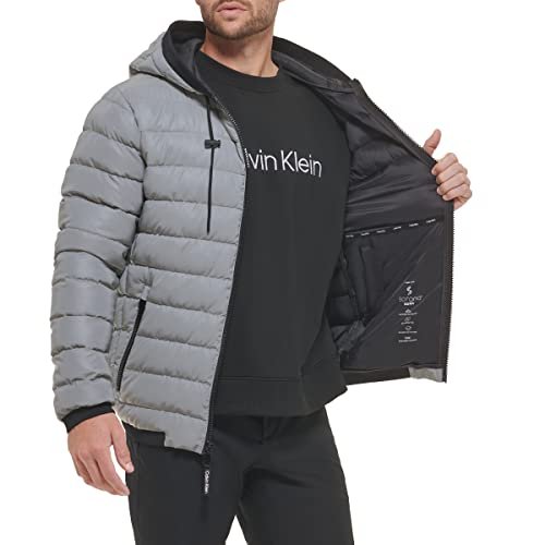 Calvin Klein Men's Hooded Super Shine Puffer Jacket, Reflective, Large -  Imported Products from USA - iBhejo