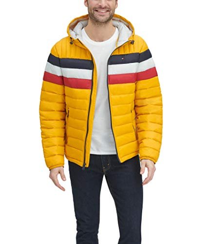 Tommy jeans yellow oversized deals hooded puffer jacket