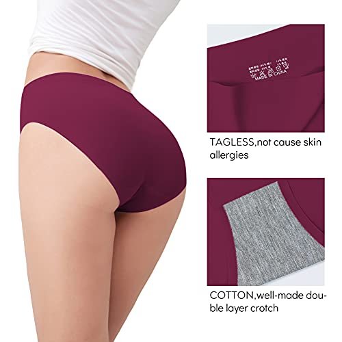 No Show Underwear for Women Seamless High Cut Briefs Mid waist Soft No Panty  Lines Pack