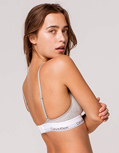 Calvin Klein Women'S Modern Cotton Lightly Lined Triangle Wireless Bralette,  Grey Heather, X-Large - Imported Products from USA - iBhejo