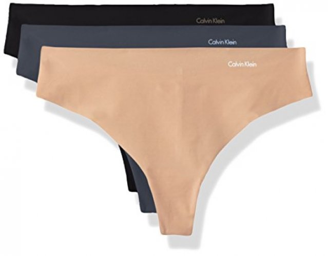 Calvin Klein Women'S Invisibles Seamless Thong Panties, 3 Pack, Speakeasy/Light  Caramel/Black, Medium - Imported Products from USA - iBhejo