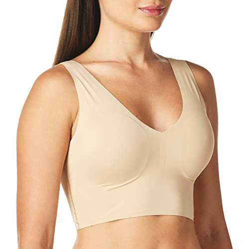 Calvin Klein Women'S Invisibles Comfort Seamless Lightly Lined V Neck Bralette  Bra, Beige, X-Large - Imported Products from USA - iBhejo