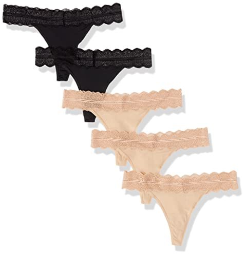 Calvin Klein Women's Micro with Lace Band Thong Panty, Bare 5 Pack, Small - Imported  Products from USA - iBhejo