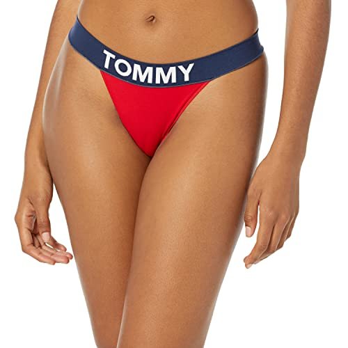 Tommy Hilfiger Women's Seamless Thong Underwear Panty, Apple RED