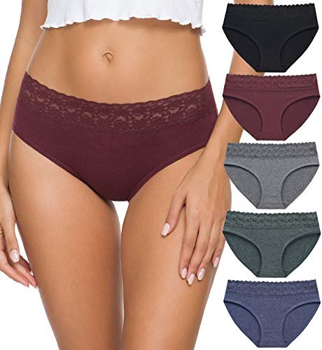 Wealurre Cotton Panties for Women Bikini Underwear Hipster Underpants Lace Briefs  Pack(Black,S) at  Women's Clothing store