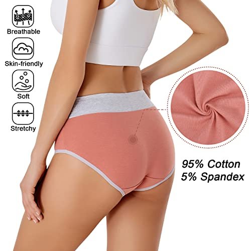 5 Packs Women's Stretch Cotton Underwear High Waisted Panties Soft