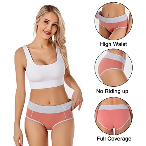 Bibimeow Womens Underwear Hipster Cotton Stretch Panties High Waisted Briefs  Full Coverage Underpants 5 Pack - Imported Products from USA - iBhejo