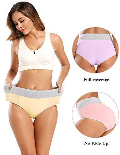Womens Underwear Cotton High Waist Full Coverage Briefs Soft
