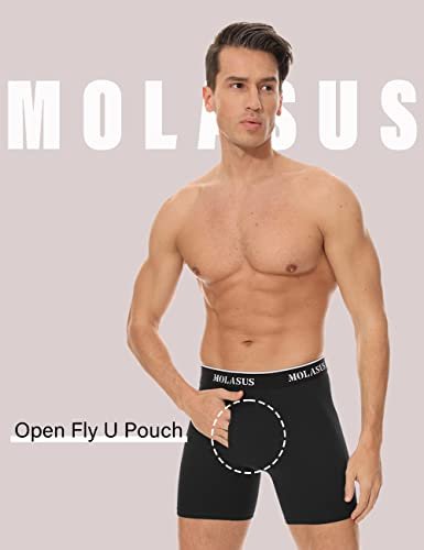 Molasus Mens Boxer Briefs Soft Cotton Underwear Open Fly Tagless