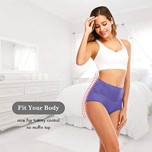  Tummy Control Underwear For Women High Waisted Cotton  Underwear Soft Briefs Ladies Breathable Panties Multipack