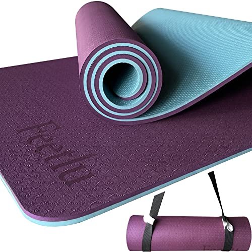 Feetlu Yoga Mat Thick with Strap, 2/5 Inch (10MM) - Extra Thick Yoga Mat  Non Slip Workout Mat Double-Sided, Eco POE Yoga Mats for Women Men,Workout  M - Imported Products from USA 