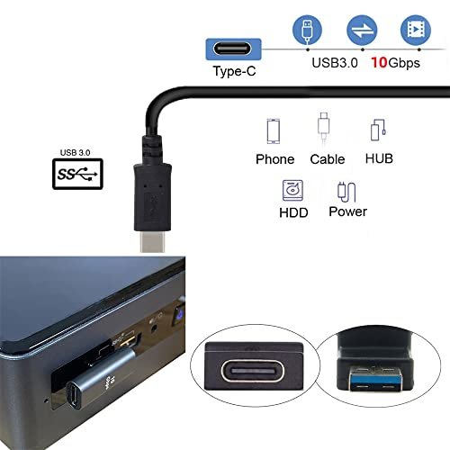 NFHK USB-C Type C Female Low Profile 90 Degree Left Angled to USB 3.0 A ...