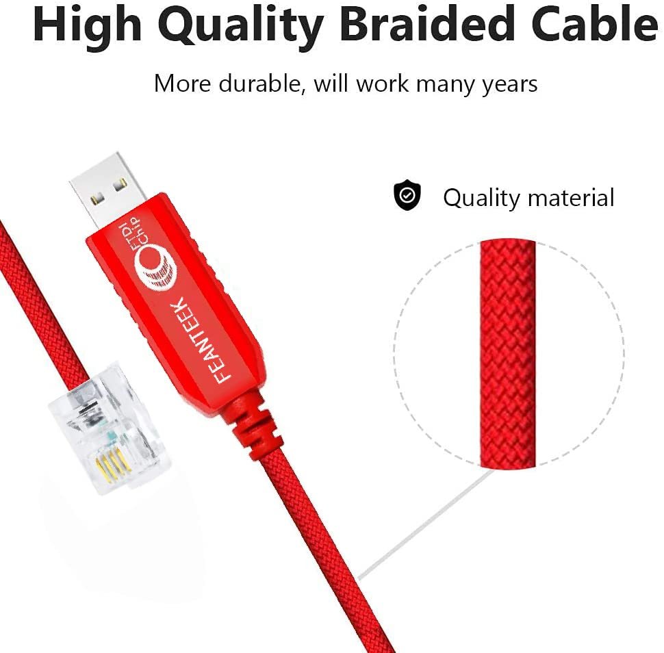 Feanteek USB to RJ9 Cable for NexStar HC(Hand Controller) with RJ9 Port, USB Control Cable