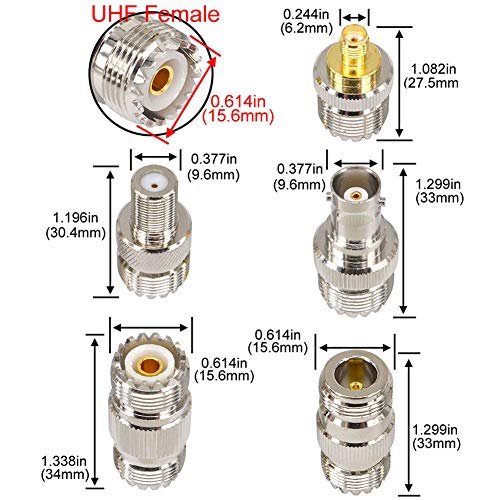 BOOBRIE 10PCS RF Coaxial Connector Sets UHF Adapter Kit UHF Female ...