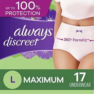 Always Discreet Boutique Adult Incontinence & Postpartum Underwear For  Women, Size X-Large, Peach, Maximum Absorbency, Disposable, 16 Count X 2  Packs - Imported Products from USA - iBhejo