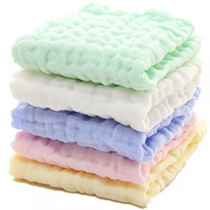Baby Muslin Washcloths - Natural Muslin Cotton Baby Wipes - Soft Newborn Baby Face Towel and Muslin Washcloth for Sensitive Skin- Baby Registry as Sh