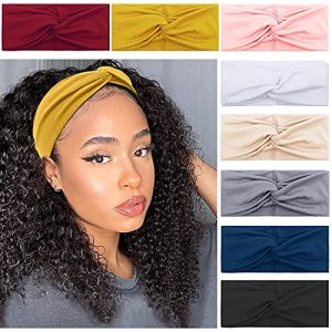 Maxdot 8 Pieces Headbands for Women, Knotted Wide Headbands Knotted Wide  Turban Headband Cross Knot Hair Bands Elastic Hair Accessories for Women  and