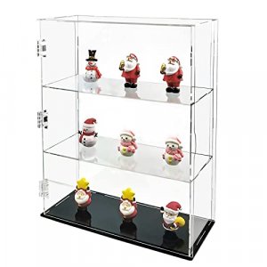 LASOA Self-Assembly 3 Tier Acrylic Display Case for Collectibles, Clear Showcase Storage Box Dustproof for Pop Figures Toys (9.4x4.7x14.2inch; 24x12x