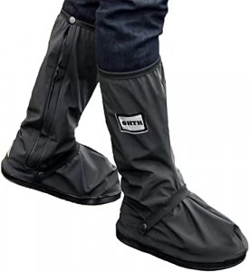 USHTH Black Waterproof Rain Boot Shoe Cover with reflector (1 Pair) (Medium)
