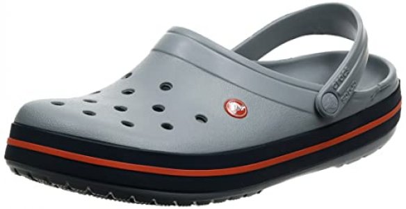 Crocs Unisex Men's and Women's Crocband Clog, Light Grey/Navy, 10 US