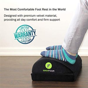 Leermart Adjustable Footrest with Removable Soft Foot Rest Pad Max-Load  120Lbs with Massaging Beads for Car,Under Desk, Home, Train,4-Level Height