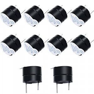 mxuteuk 10pcs DC5V Black Mini Active Piezo Buzzers Electronic Buzzer Alarm Sounder Speaker Beep Tone, Fit for Computers Printers Electronic Component