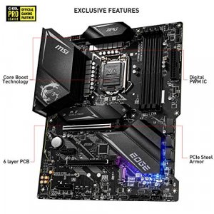 MSI MPG Z490 GAMING EDGE WIFI ATX Gaming Motherboard (10th Gen Intel Core, LGA 1200 Socket, DDR4, CF, Dual M.2 Slots, USB 3.2 Gen 2, Wi-Fi 6, DP/HDMI