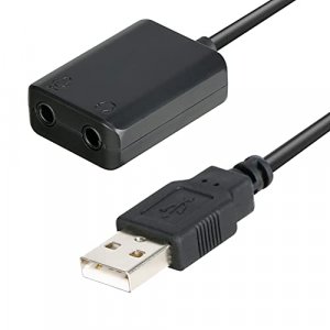 Saramonic USB to 3.5mm Audio Adapter External Sound Card with 3.5mm Headphone and Microphone Jack for Windows Mac Linux PC Laptops Desktops PS5 Black