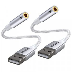 MOSWAG USB to 3.5mm Jack Audio Adapter,USB to Aux Cable with TRRS 4-Pole Mic-Supported USB to Headphone AUX Adapter External Sound Card for PC PS4 PS