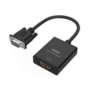 ONTEN VGA to HDMI, Onten 1080P VGA to HDMI Adapter (Male to Female) for Computer, Desktop, Laptop, PC, Monitor, Projector, HDTV with Audio Cable and