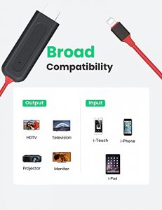 Compatible with iPhone iPad to HDMI Cable,6.6ft HDMI Adapter,1080P HDTV  Connector Cable,Digital AV Adapter Cord Compatible with iPhone X 8 7 6 Plus  5s 5,iPad,iPod to TV Projector 