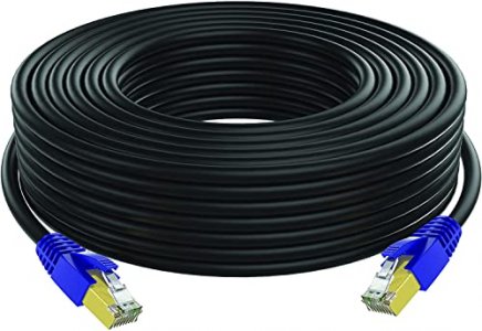 Outdoor Cat 7 Ethernet Cable 100ft, 26AWG Heavy-Duty Cat7 Networking Cord  Patch Cable RJ45 Transmission Speed 10GbpsTransmission Bandwidth 600Mhz LAN