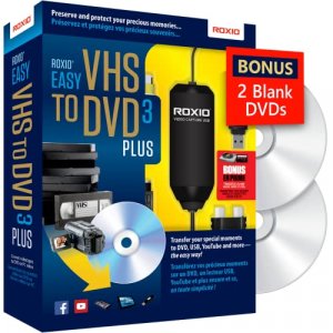 Roxio Easy VHS to DVD 3 Plus | VHS, Hi8, V8 Video to DVD or Digital Converter | Amazon Exclusive 2 Bonus DVDs