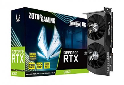 ZOTAC Gaming GeForce RTX 3060 Twin Edge OC 12GB GDDR6 192-bit 15 Gbps PCIE 4.0 Gaming Graphics Card, IceStorm 2.0 Cooling, Active Fan Control, Freeze