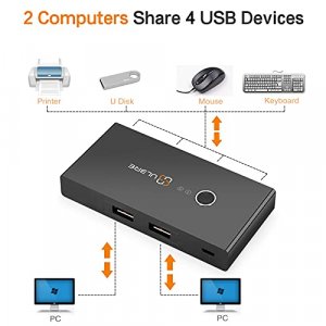 USB Switch 3.0 KVM Switch,Bi-Directional USB Switch Selector 2 in 1 Out/1  in 2 Out, Viagkiki USB Switcher 2 Computers Share 1 USB Devices for PCs