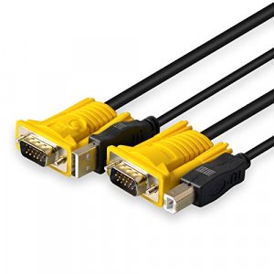 eKL 1 pcs 6ft/1.8m VGA + USB KVM Cable USB 2.0 Type A to USB Type B