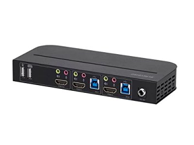 Monoprice 4K HDMI 2.0 and USB 3.0 2x1 KVM Switch - Black, 4K@60Hz, HDR, YCbCr 4:4:4, HDCP 2.2, Share 2 Computers with 1 Keyboard Mouse Monitor Printe